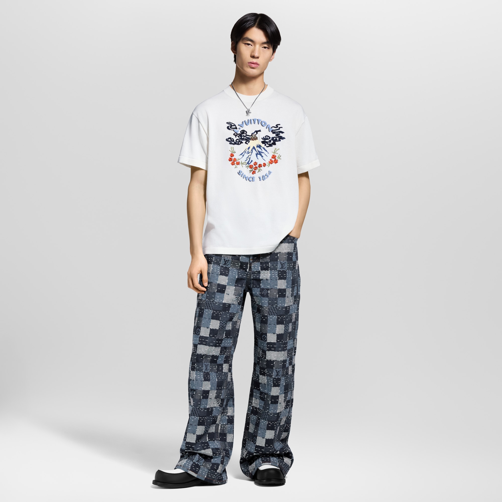 Short-Sleeved Knitted Crewneck  in Men