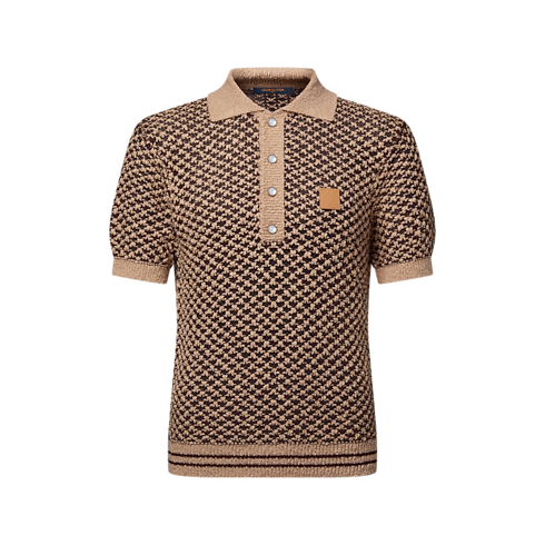 Short-Sleeved Knitted Mesh Polo in Men's Ready to Wear T-shirts and Polos collections by Louis Vuitton (Product zoom)