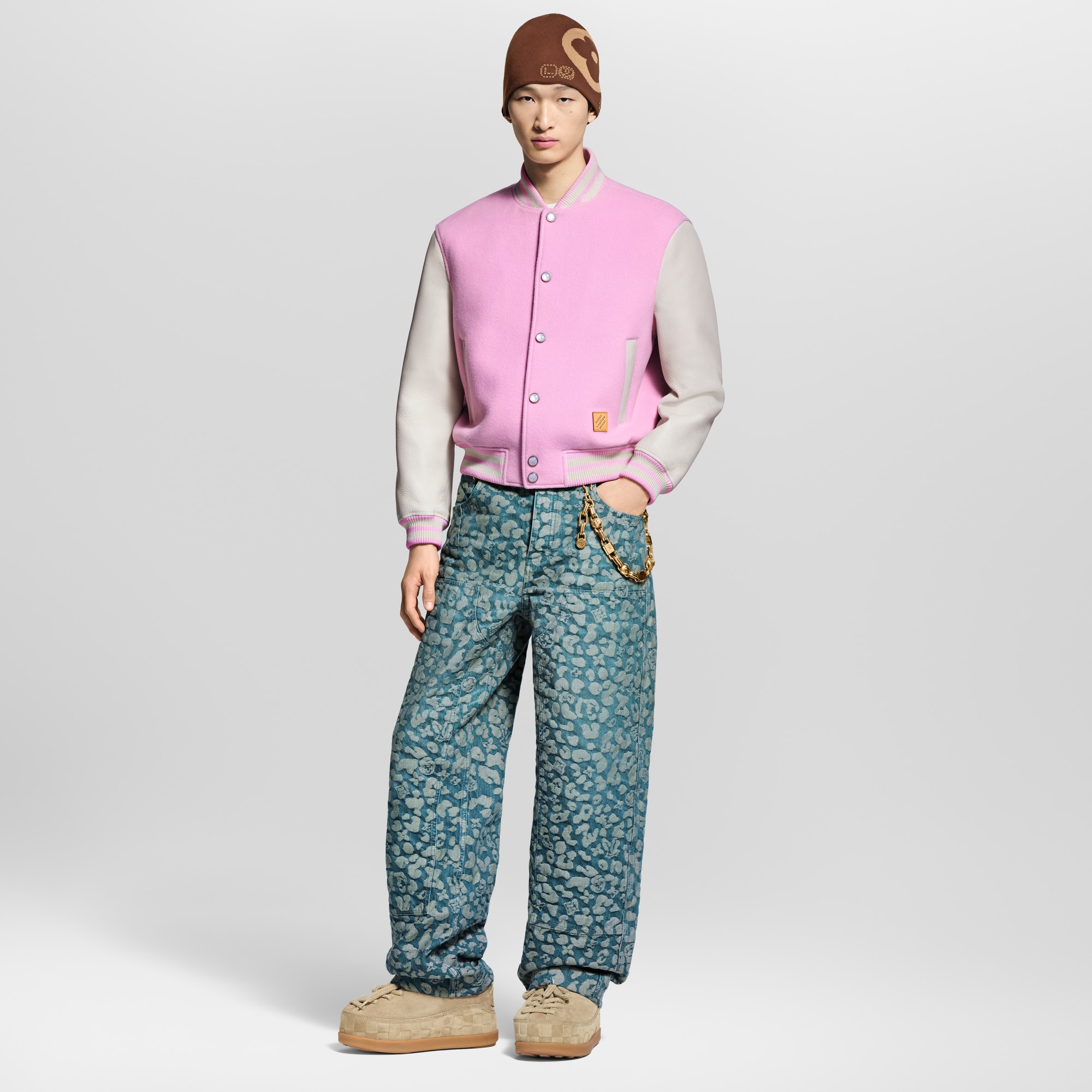 Signature Leather Varsity Jacket  in Men