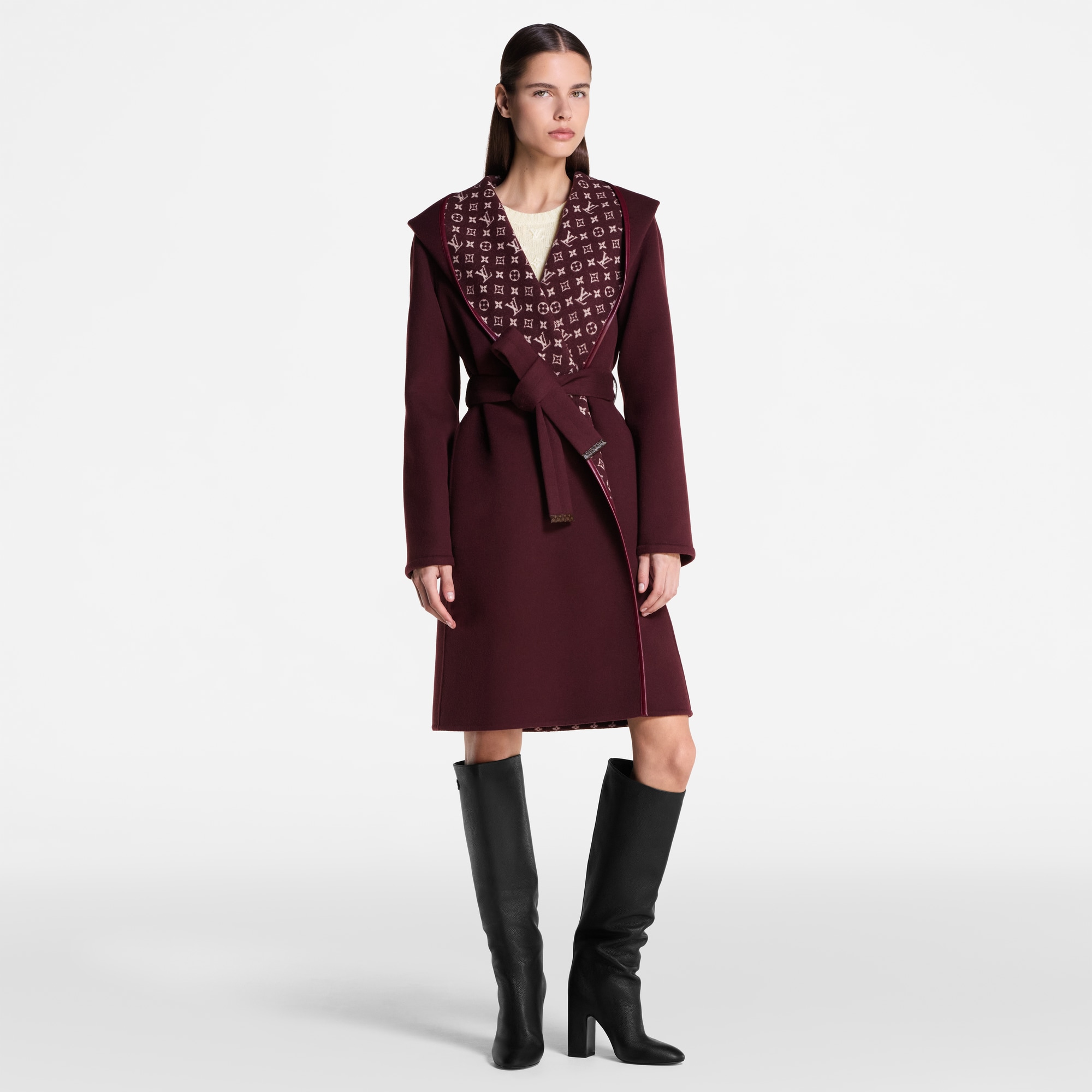 Signature Long Hooded Wrap Coat  in Women