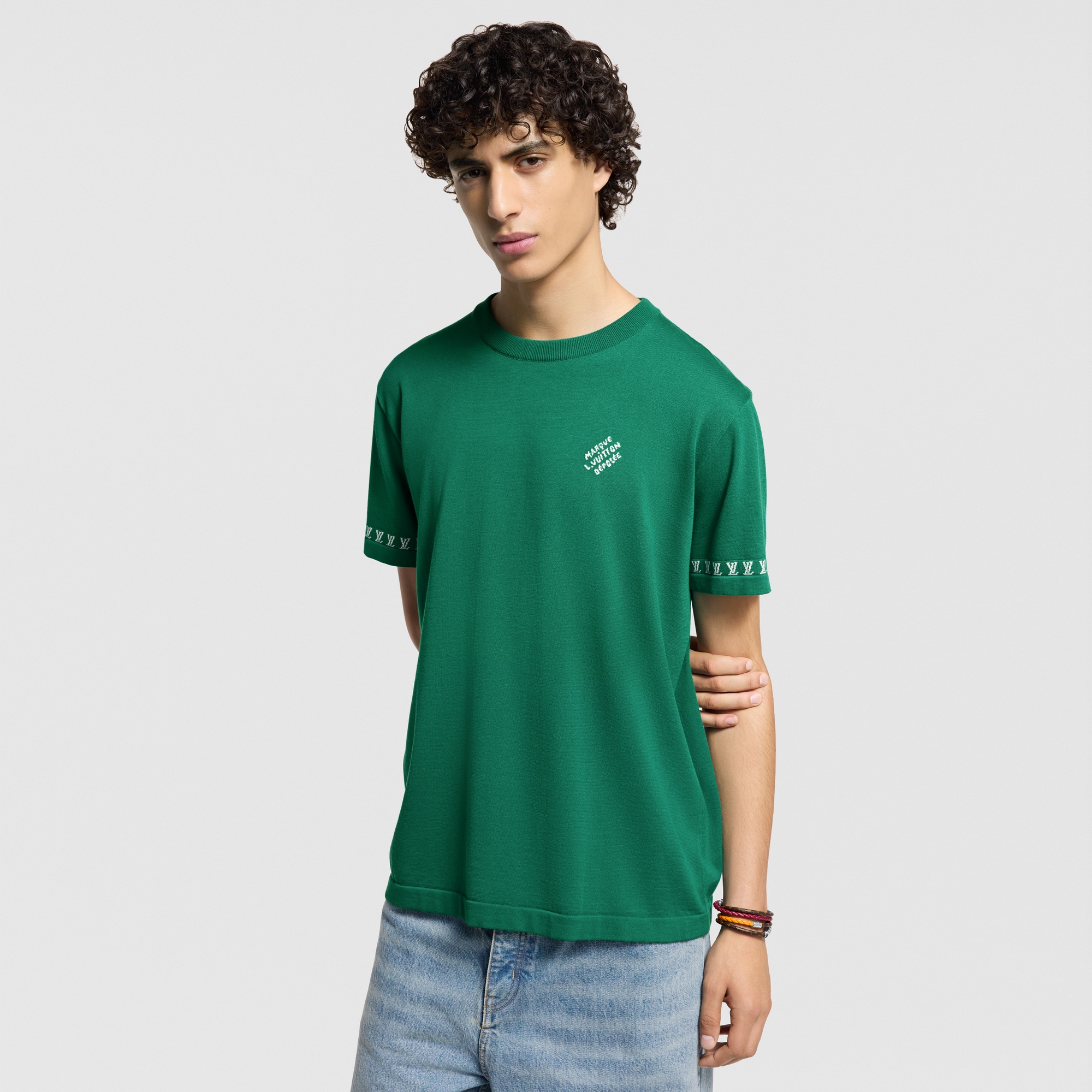 Signature Short-Sleeved Cotton Crewneck  in Men