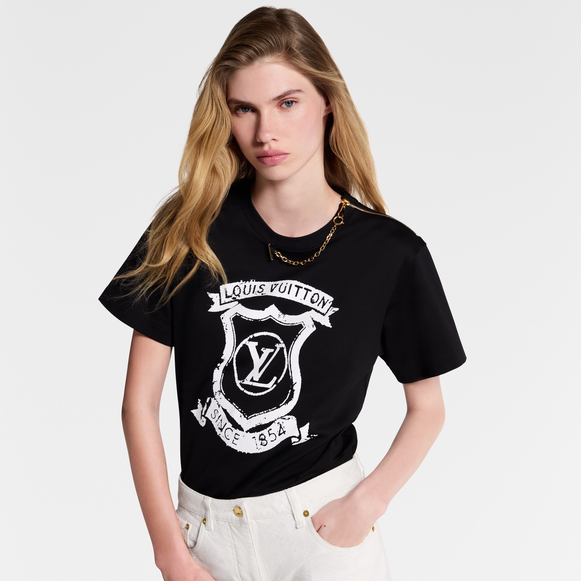 Signature Zipper Detail T-Shirt  in Women