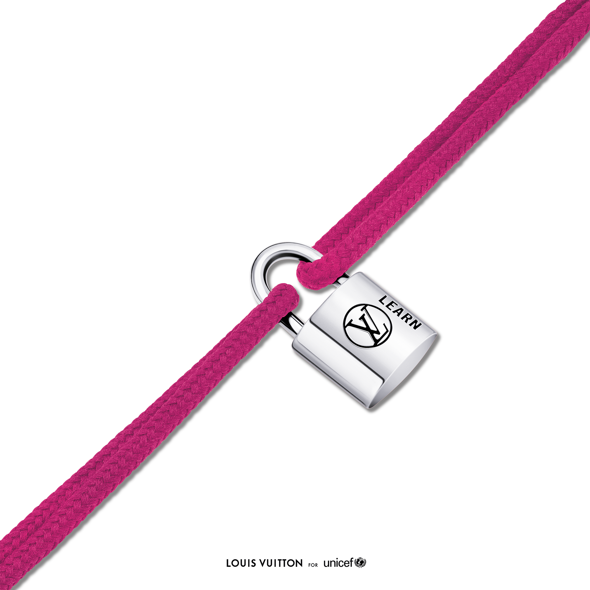 Silver Lockit Bracelet, Sterling Silver Black Laquered and Pink Polyester Cord  in Jewelry