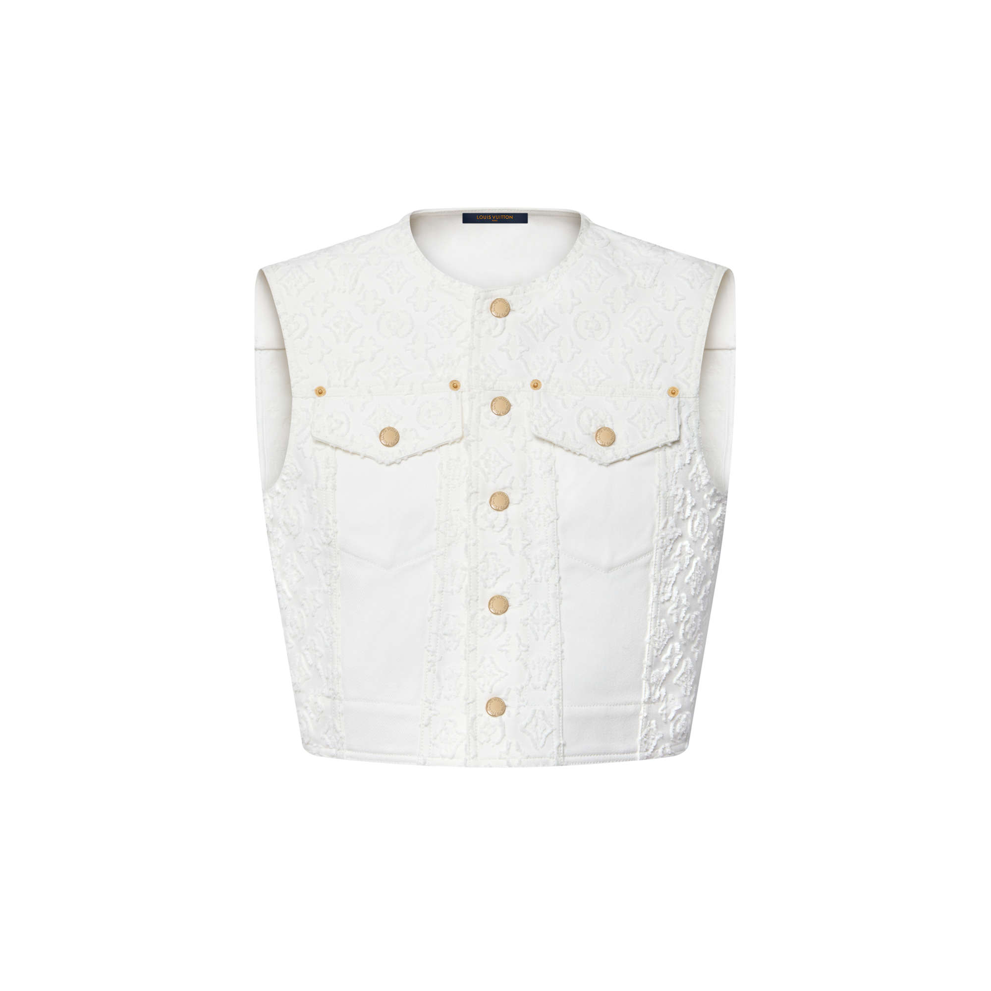 Sleeveless Monogram Fil Coupé Denim Jacket   in Women