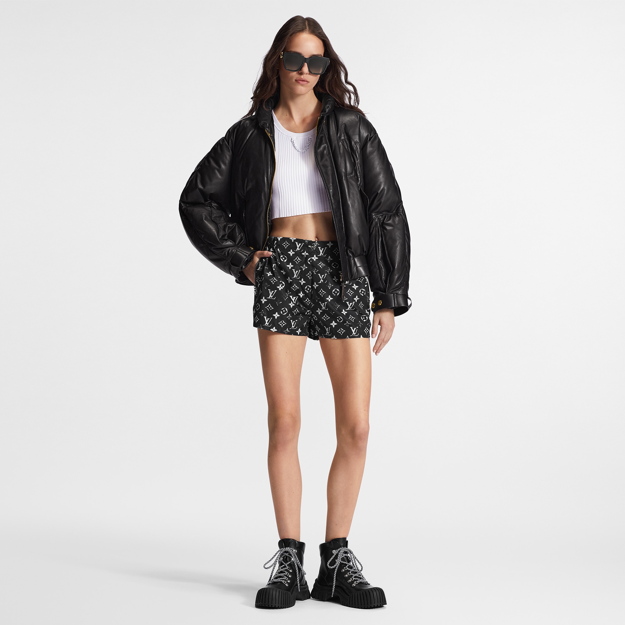 Stencil-effect Monogram Shorts  in Women