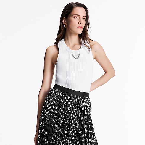 Stripe Accent Monogram Pleated Skirt in Women's Ready to Wear Skirts and Shorts collections by Louis Vuitton (Product zoom)
