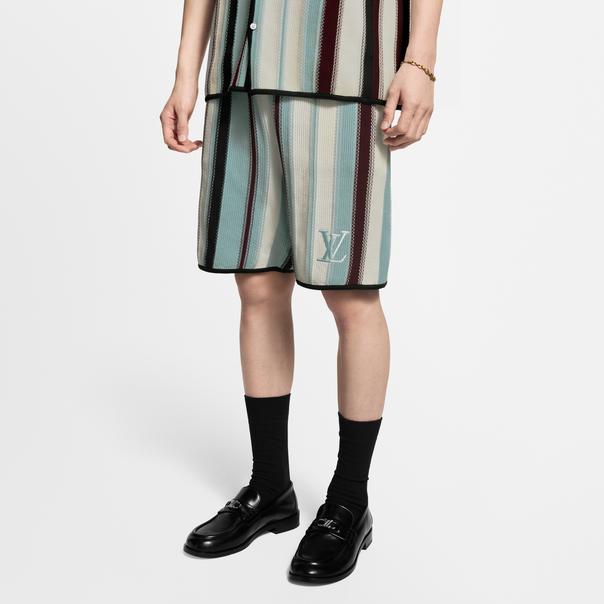 Striped Crochet Shorts  in Men