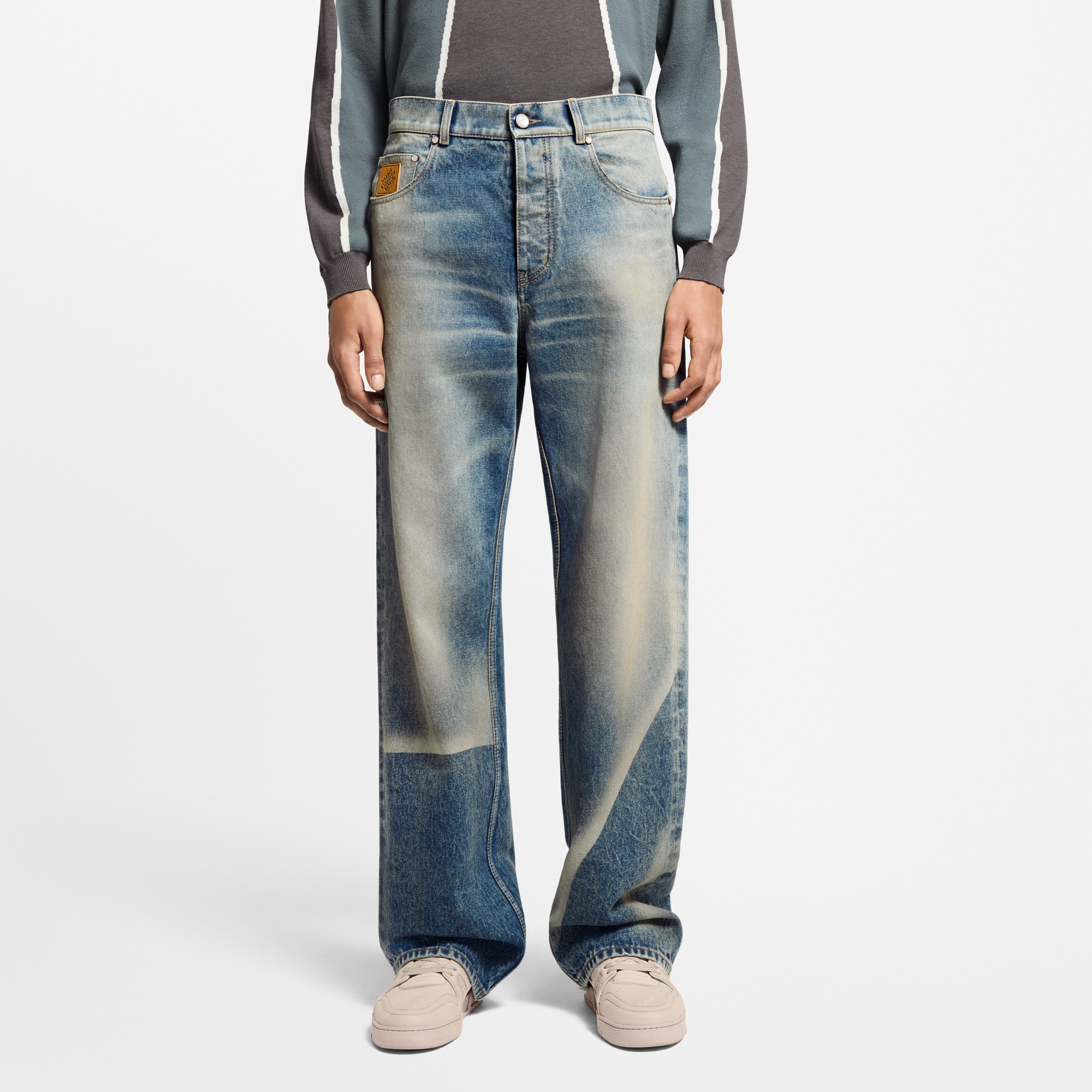 Sunfaded Effect Denim Skate Pants  in Men