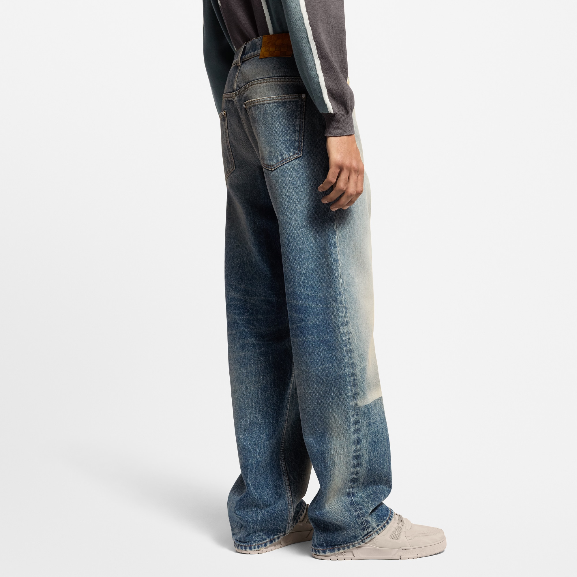 Sunfaded Effect Denim Skate Pants  in Men