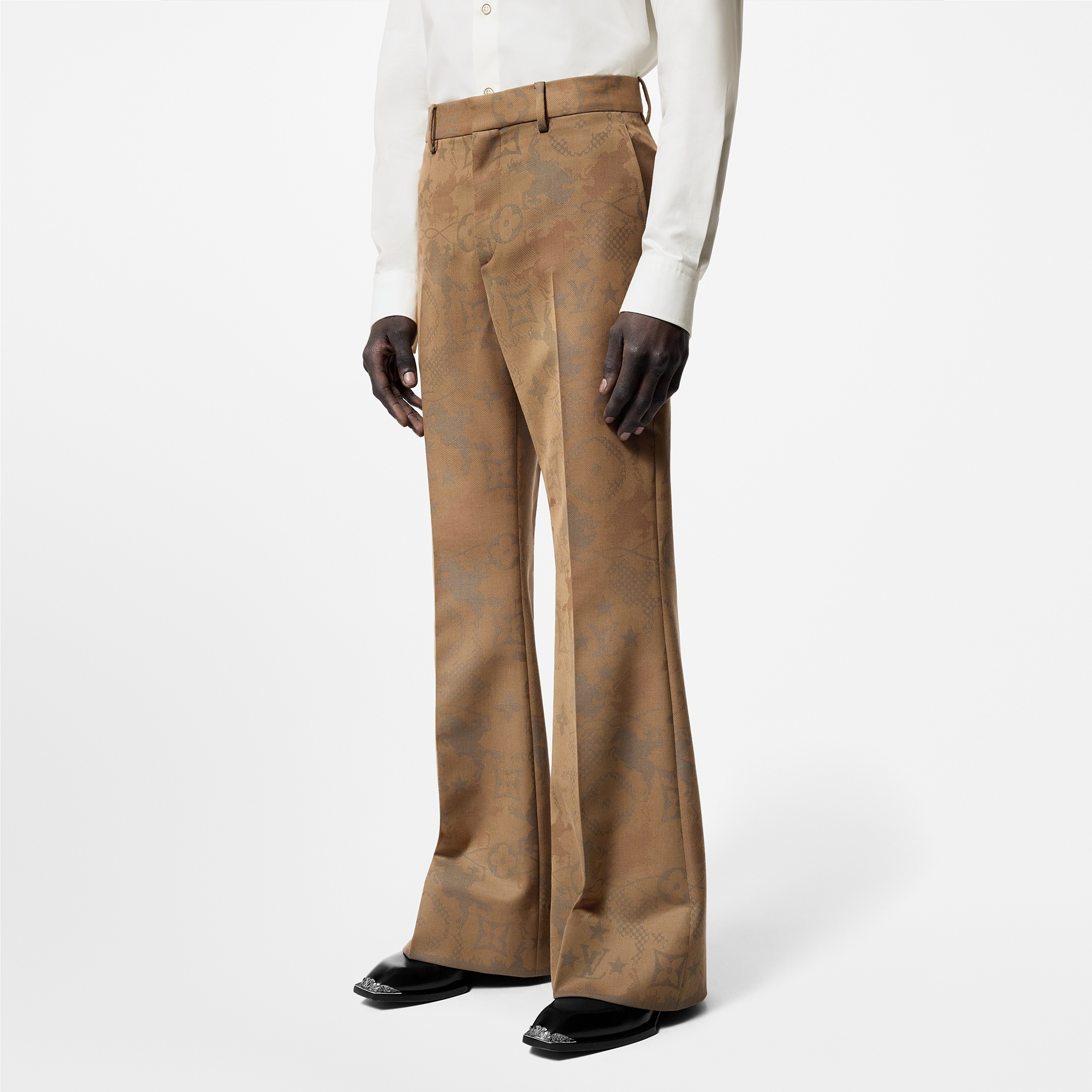 Tailored Jacquard Wool Flared Pants  in Men