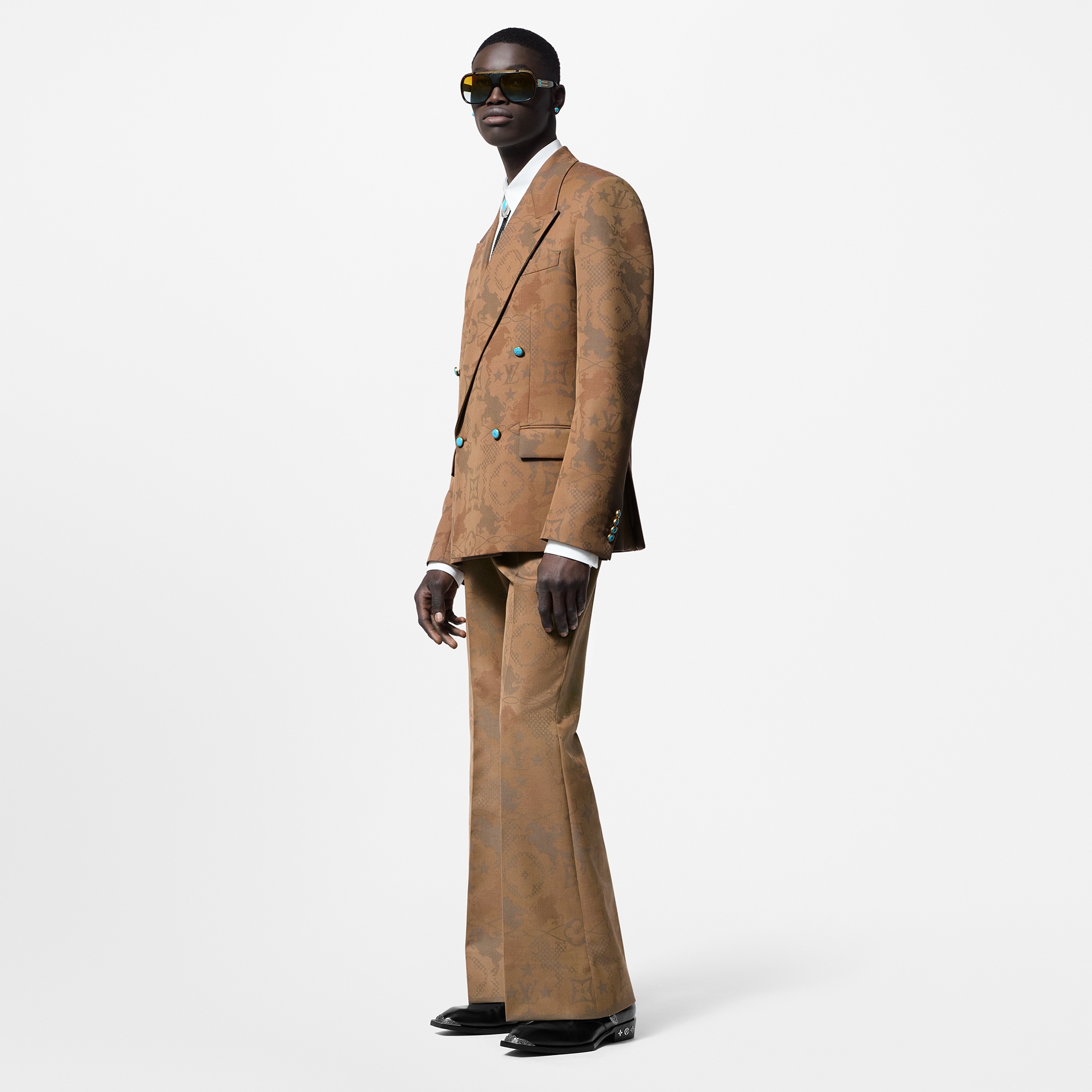 Tailored Jacquard Wool Flared Pants  in Men