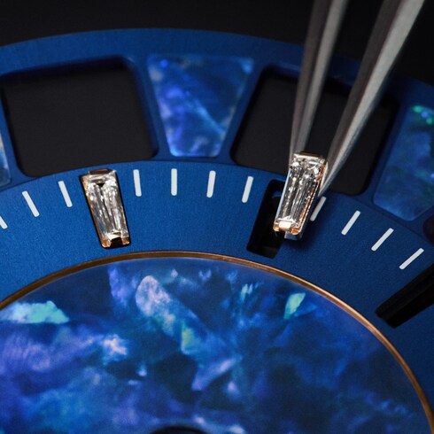 Tambour Spin Time, Automatic, 39.5mm, Rose gold, opal and sapphires in Watches's All Watches } collections by Louis Vuitton