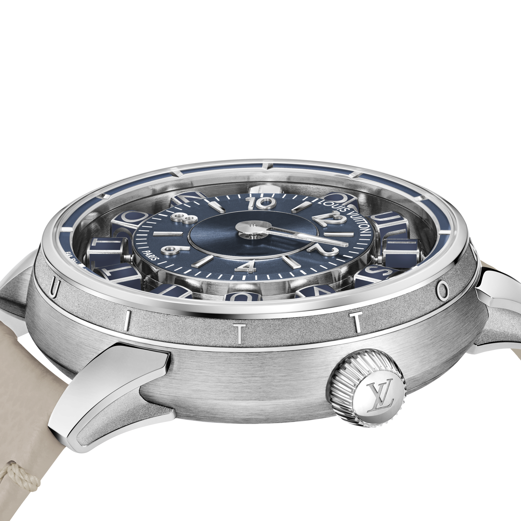 Tambour Taiko Spin Time Air, Automatic, 42.5mm, White gold  in Watches