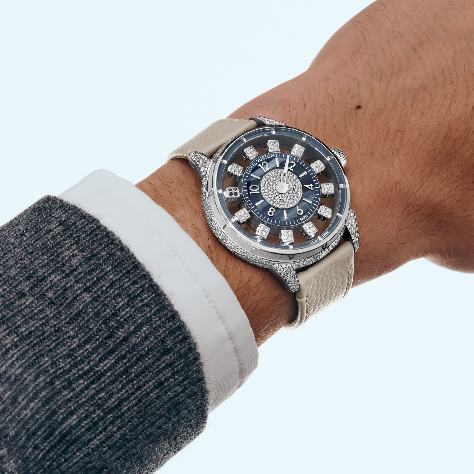 Tambour Taiko Spin Time Air, Automatic, 42.5mm, White gold, Hawk