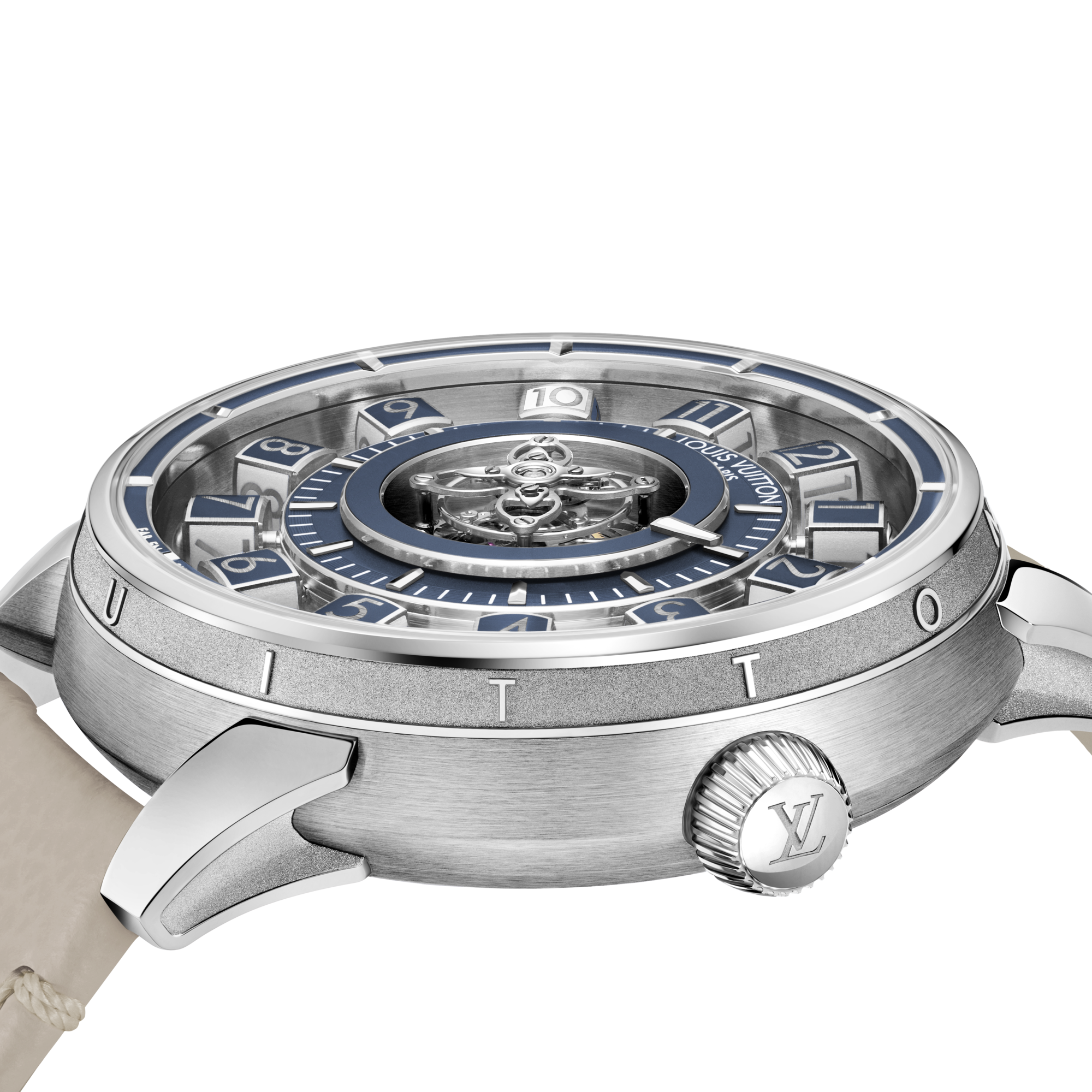 Tambour Taiko Spin Time Air Flying Tourbillon, Automatic, 42.5mm, White gold  in Watches