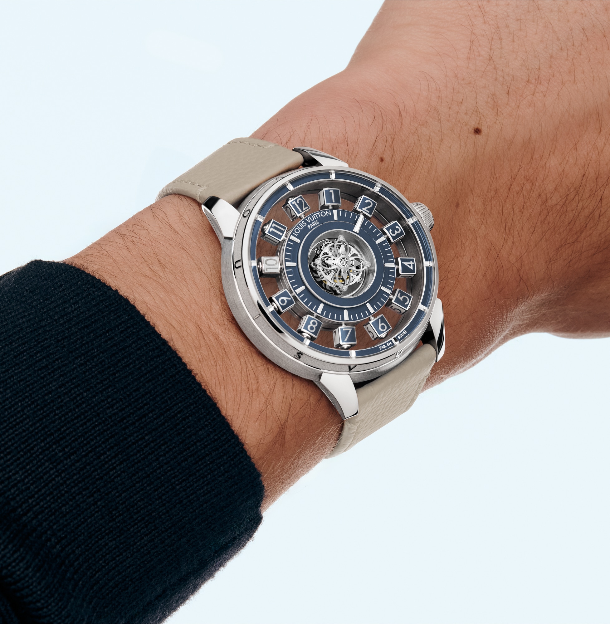 Tambour Taiko Spin Time Air Flying Tourbillon, Automatic, 42.5mm, White gold  in Watches