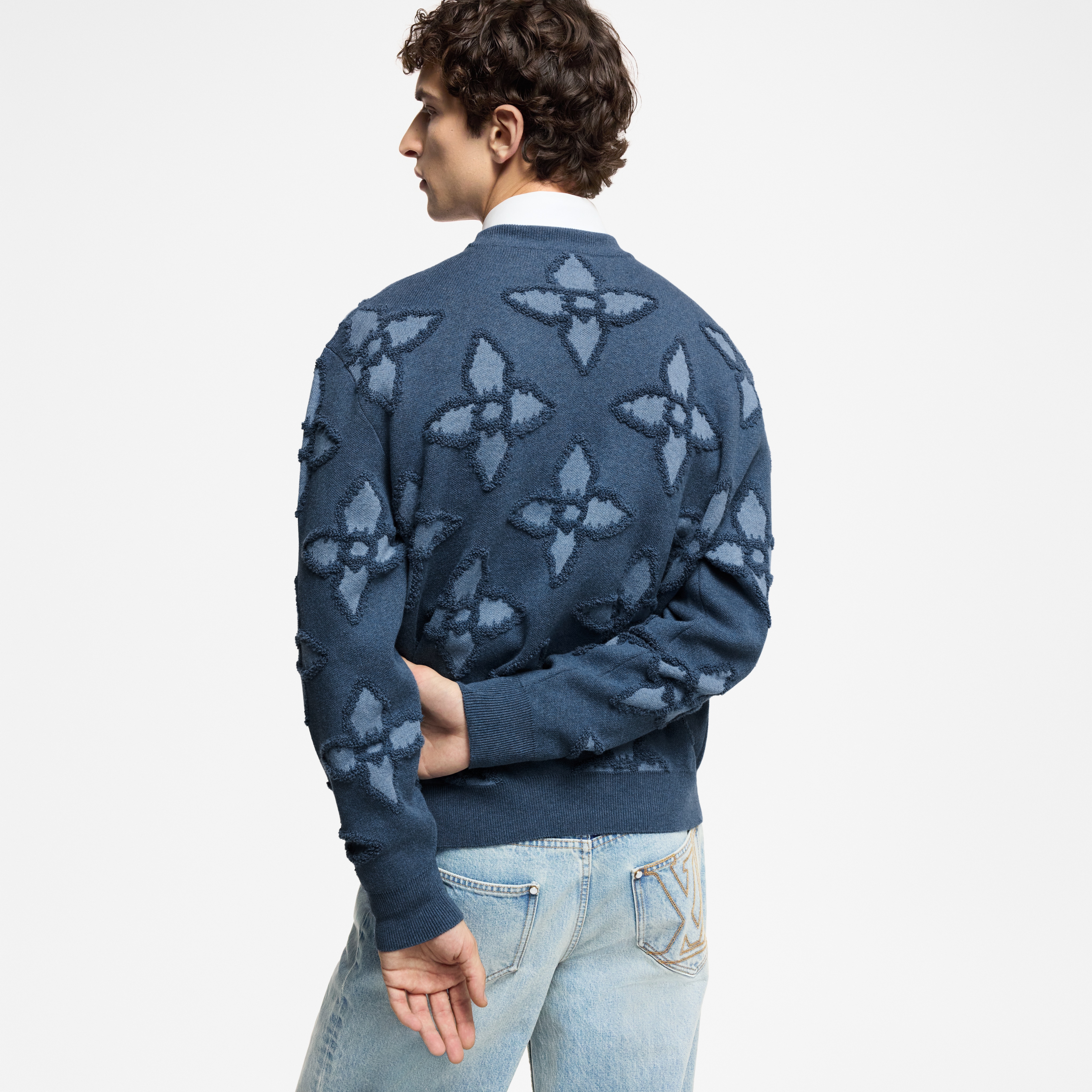 Textured Cotton Crewneck    in Men