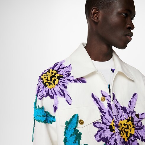 Thistle Embroidered Wavy Denim Jacket in Men's Ready to Wear Outerwear and Coats collections by Louis Vuitton (Product zoom)