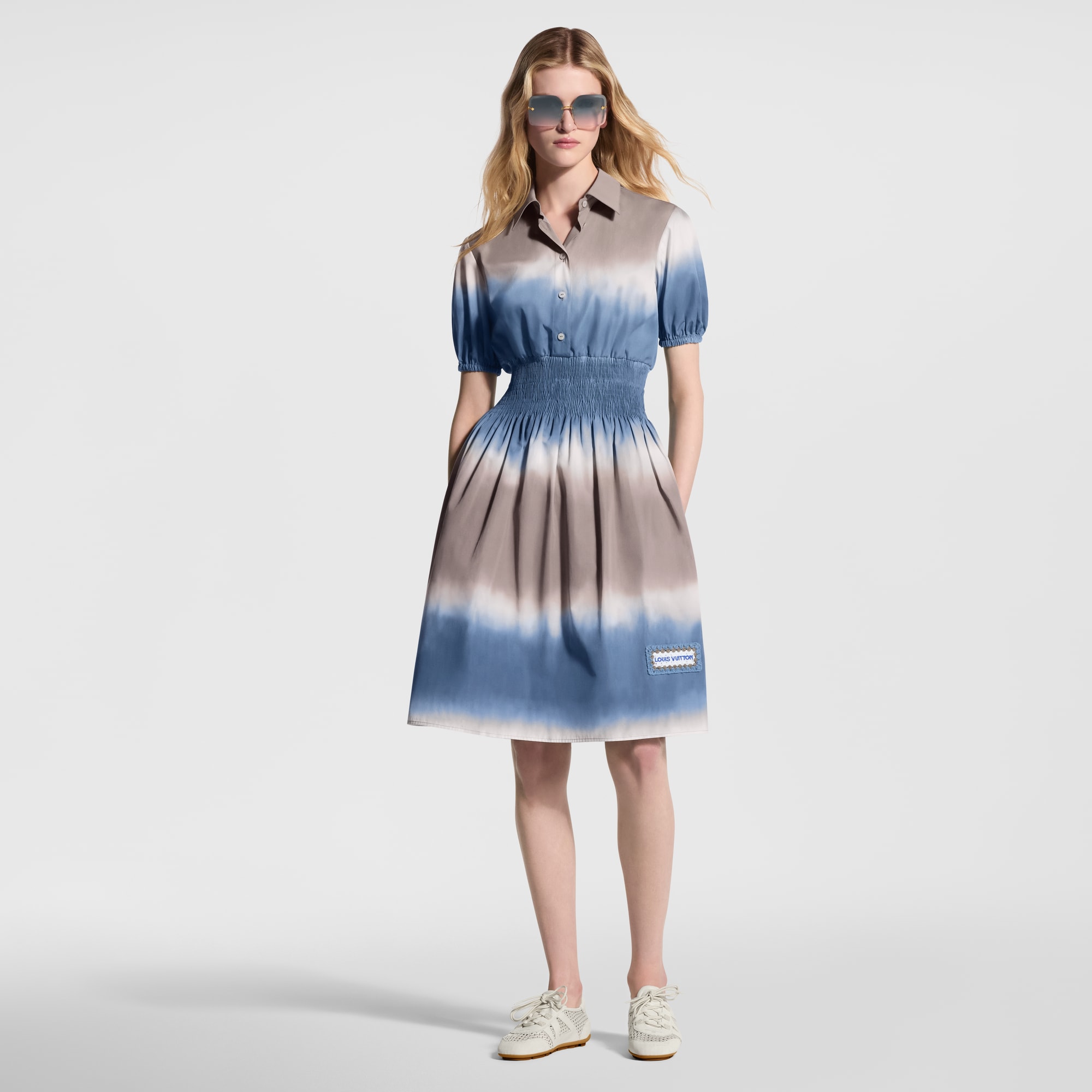 LOUIS VUITTON Tie Dye Shirt Dress Blue. Size 38 LOUIS VUITTON Tie Dye Shirt Dress Blue. Size 38