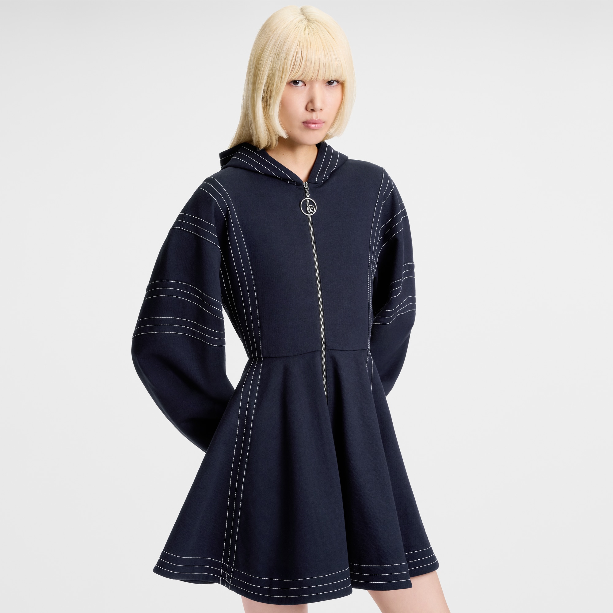 Topstitched Hoodie Dress  in Women