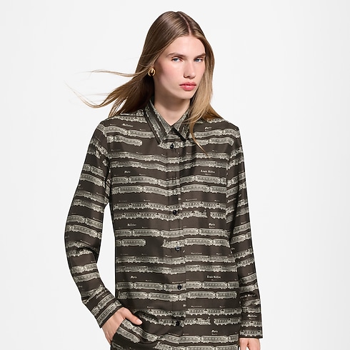 Train Print Silk Shirt in Women's Ready-to-Wear Tops and Shirts collections by Louis Vuitton (Product zoom)