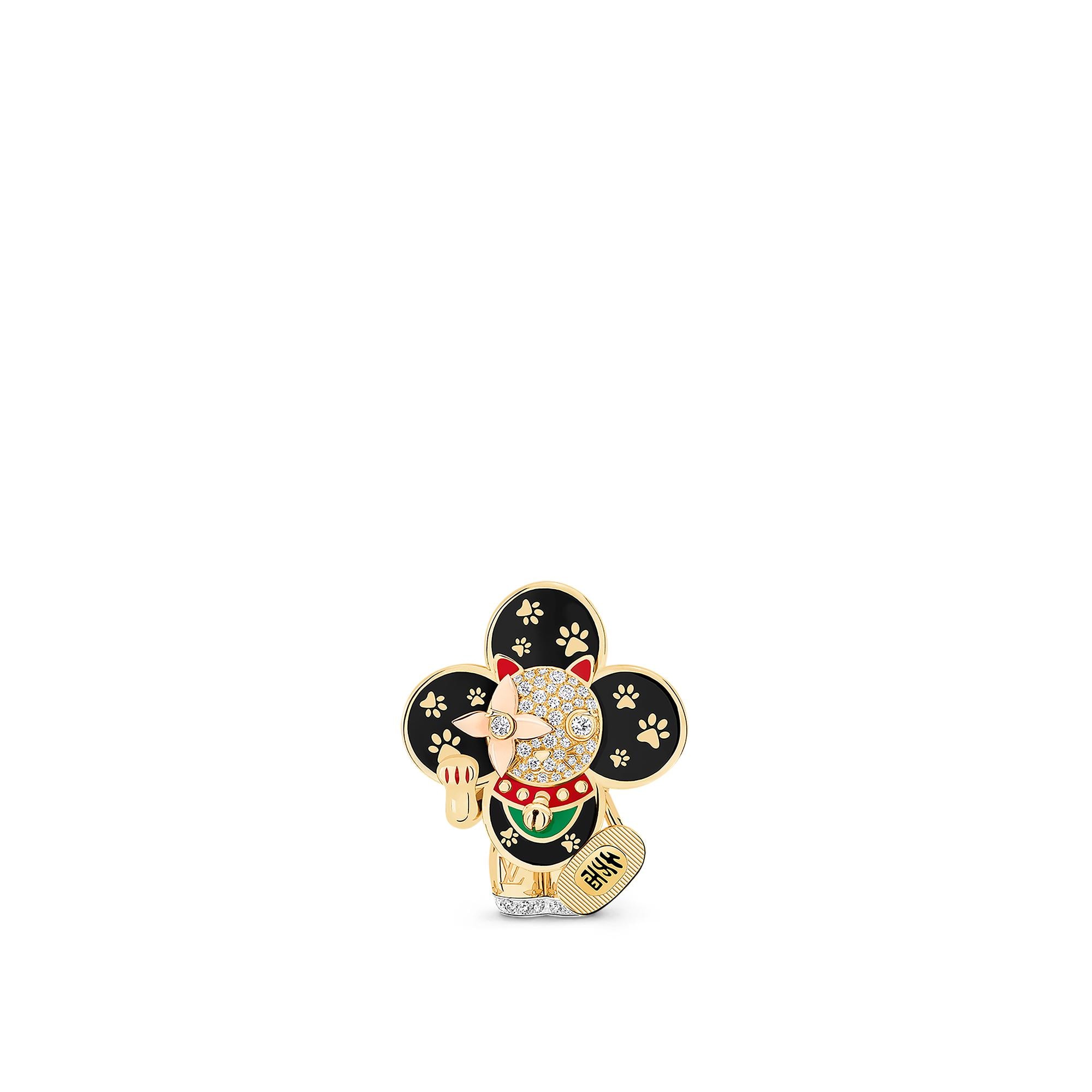 Vivienne Maneki Neko Pendant, 3 Golds, Lacquer & Diamonds  in Jewelry