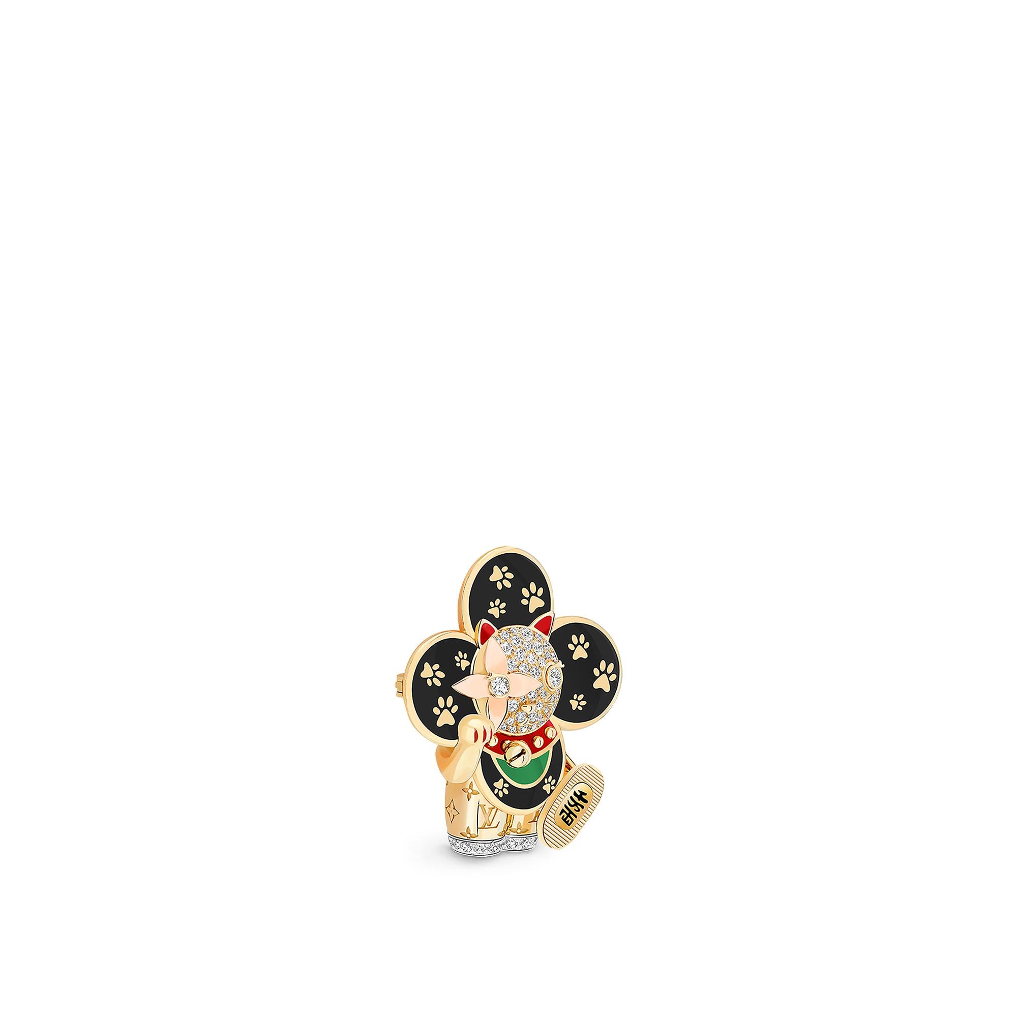 Vivienne Maneki Neko Pendant, 3 Golds, Lacquer & Diamonds  in Jewelry