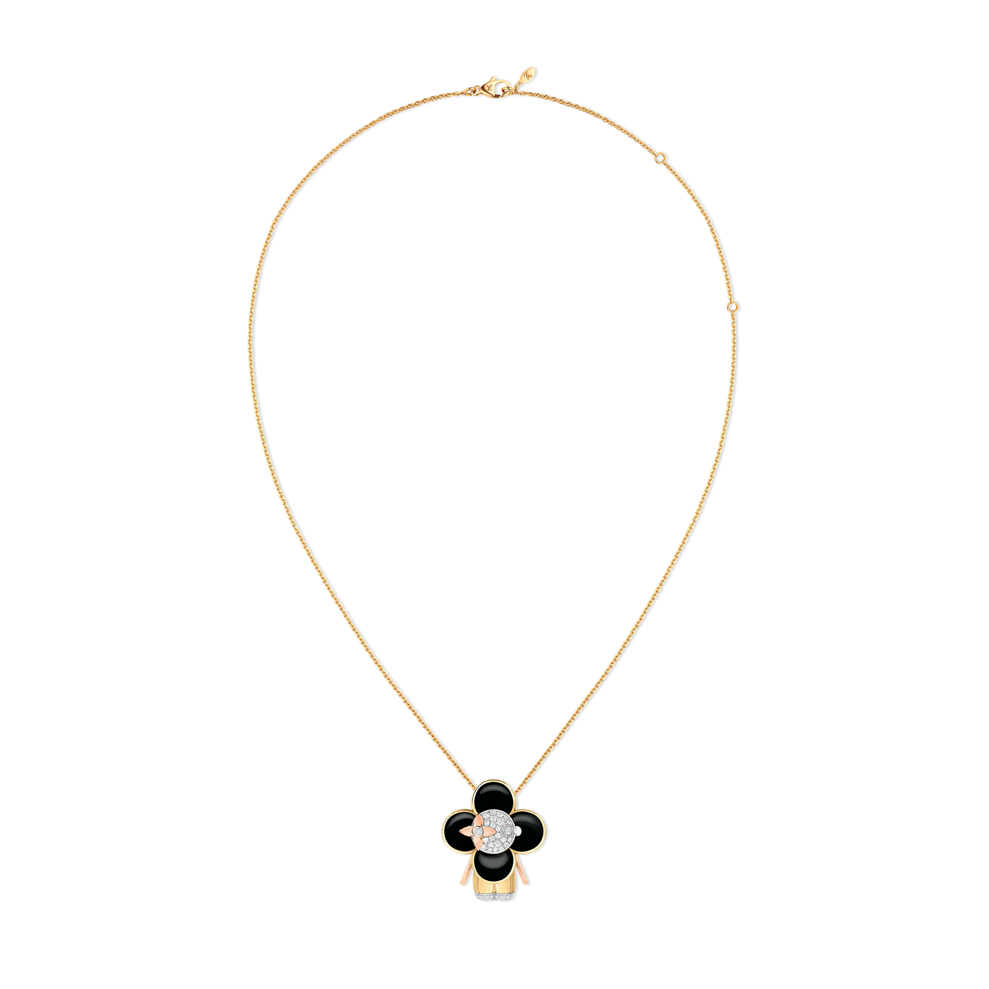 Vivienne pendant, 3 golds, black lacquer & diamonds  in Jewelry