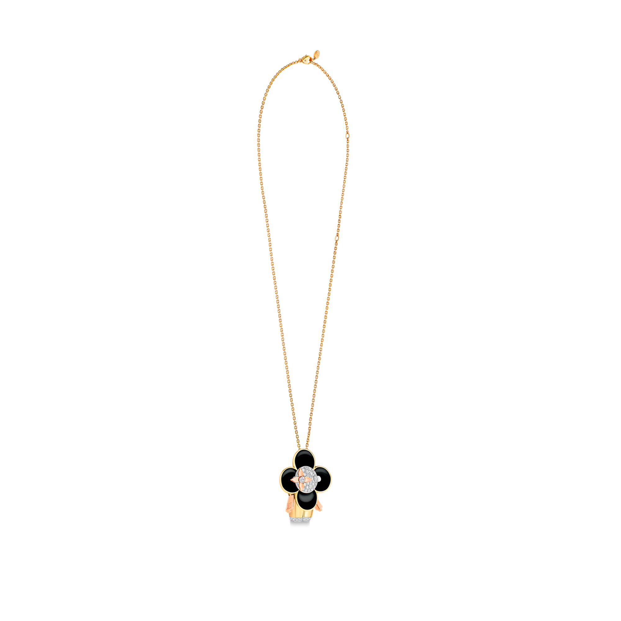 Vivienne pendant, 3 golds, black lacquer & diamonds  in Jewelry