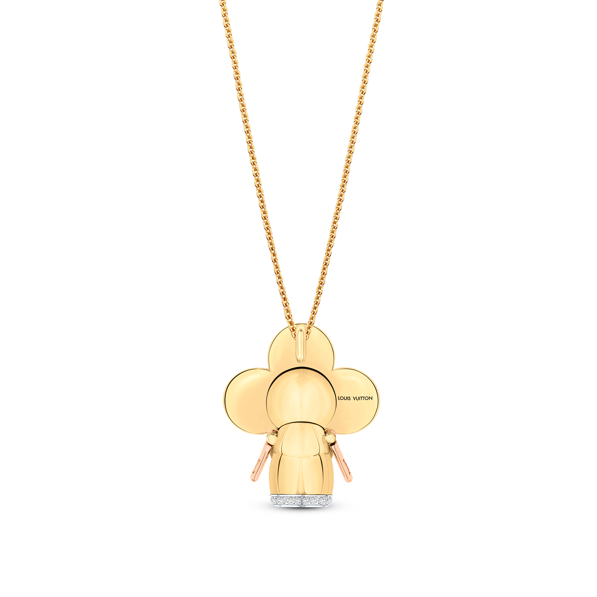 Vivienne pendant, 3 golds, red lacquer & diamonds  in Jewelry