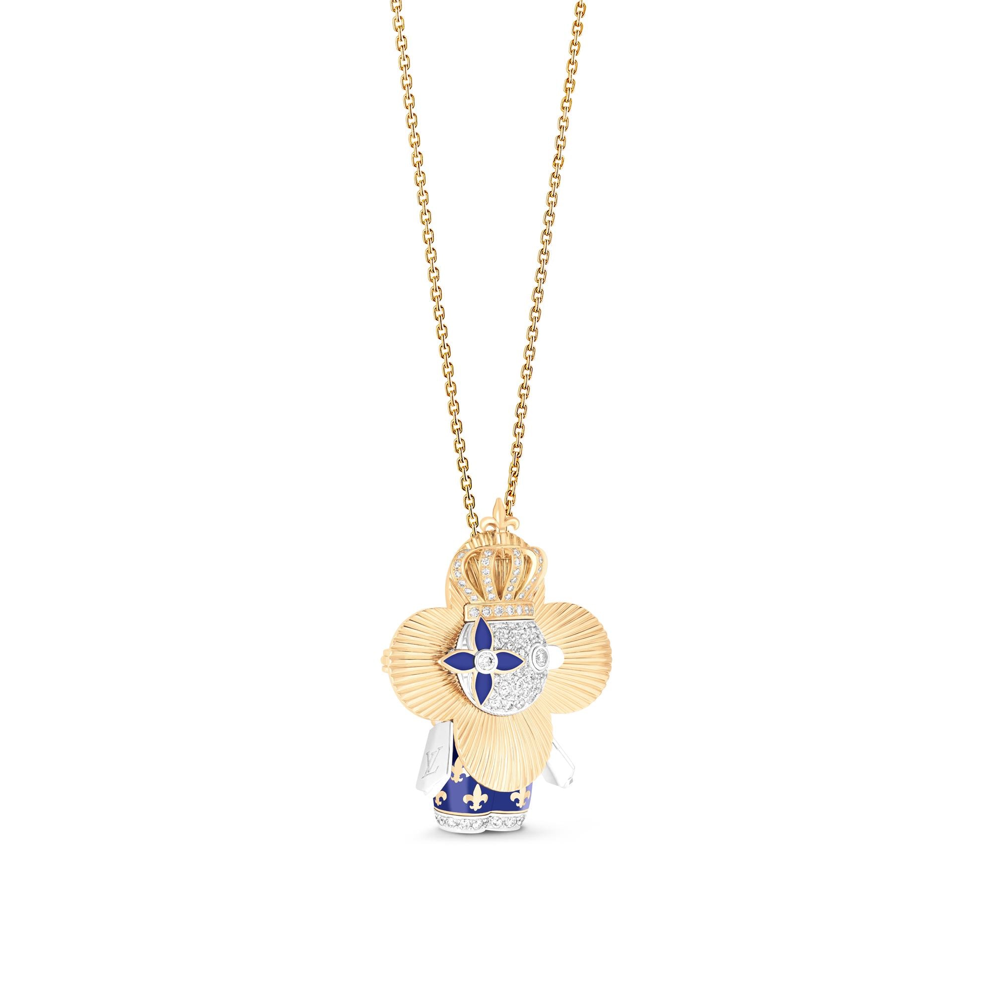 Vivienne Royal Pendant, Yellow Gold, White Gold, Lacquer & Diamonds  in Jewelry