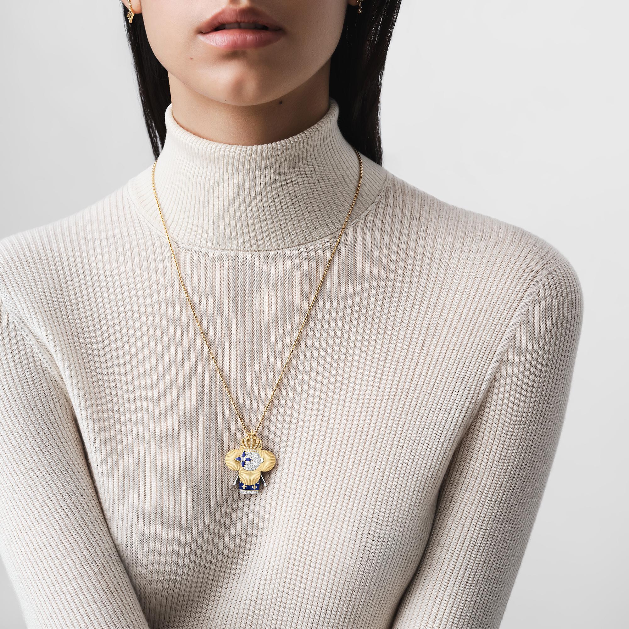 Vivienne Royal Pendant, Yellow Gold, White Gold, Lacquer & Diamonds  in Jewelry