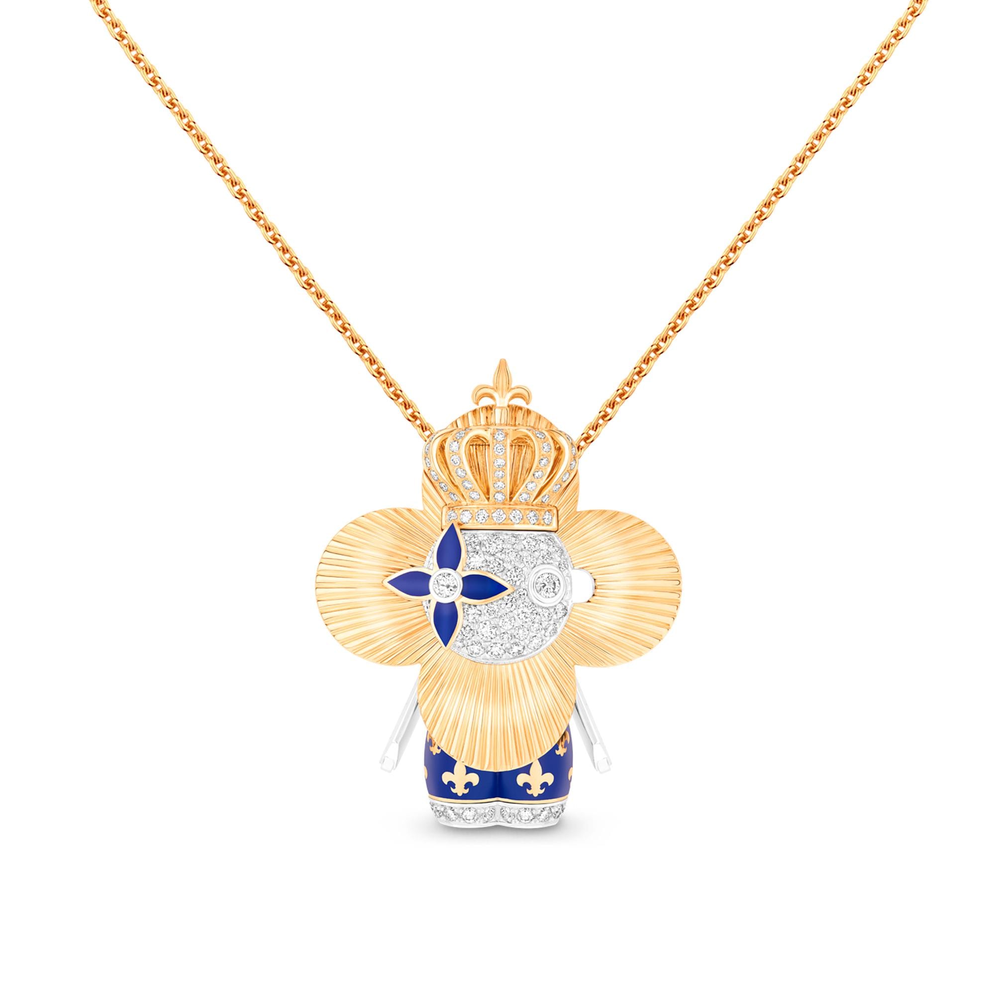 Vivienne Royal Pendant, Yellow Gold, White Gold, Lacquer & Diamonds  in Jewelry