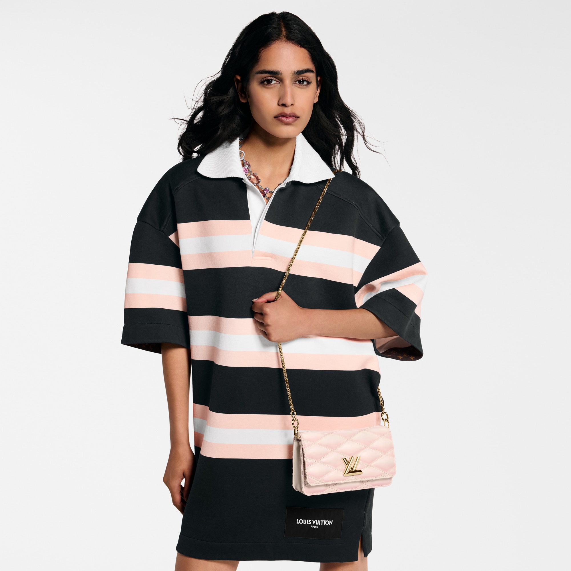 Wallet On Chain GO-14 Malletage Leather in Women