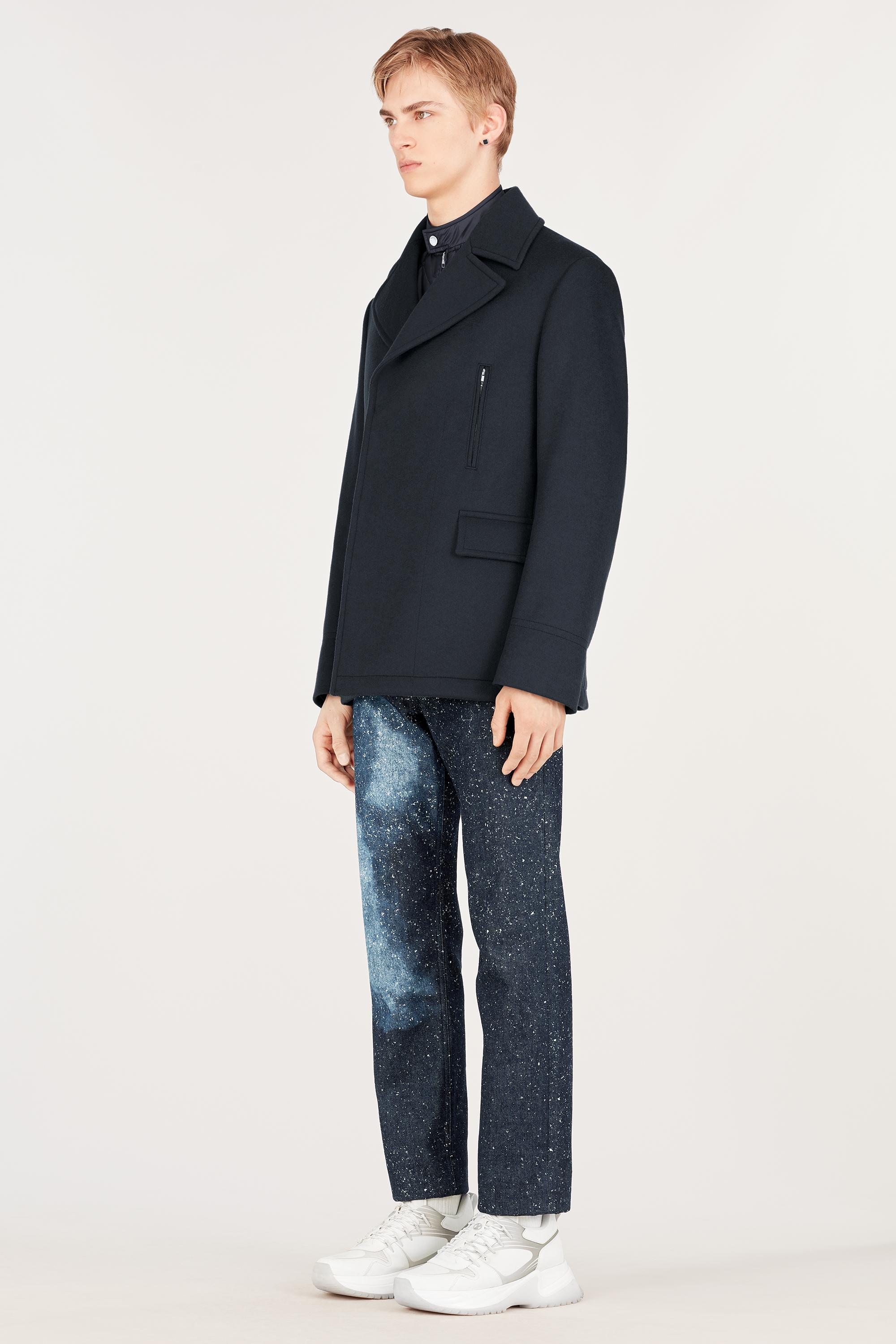 Wool Peacoat With Removable Lining  in Men