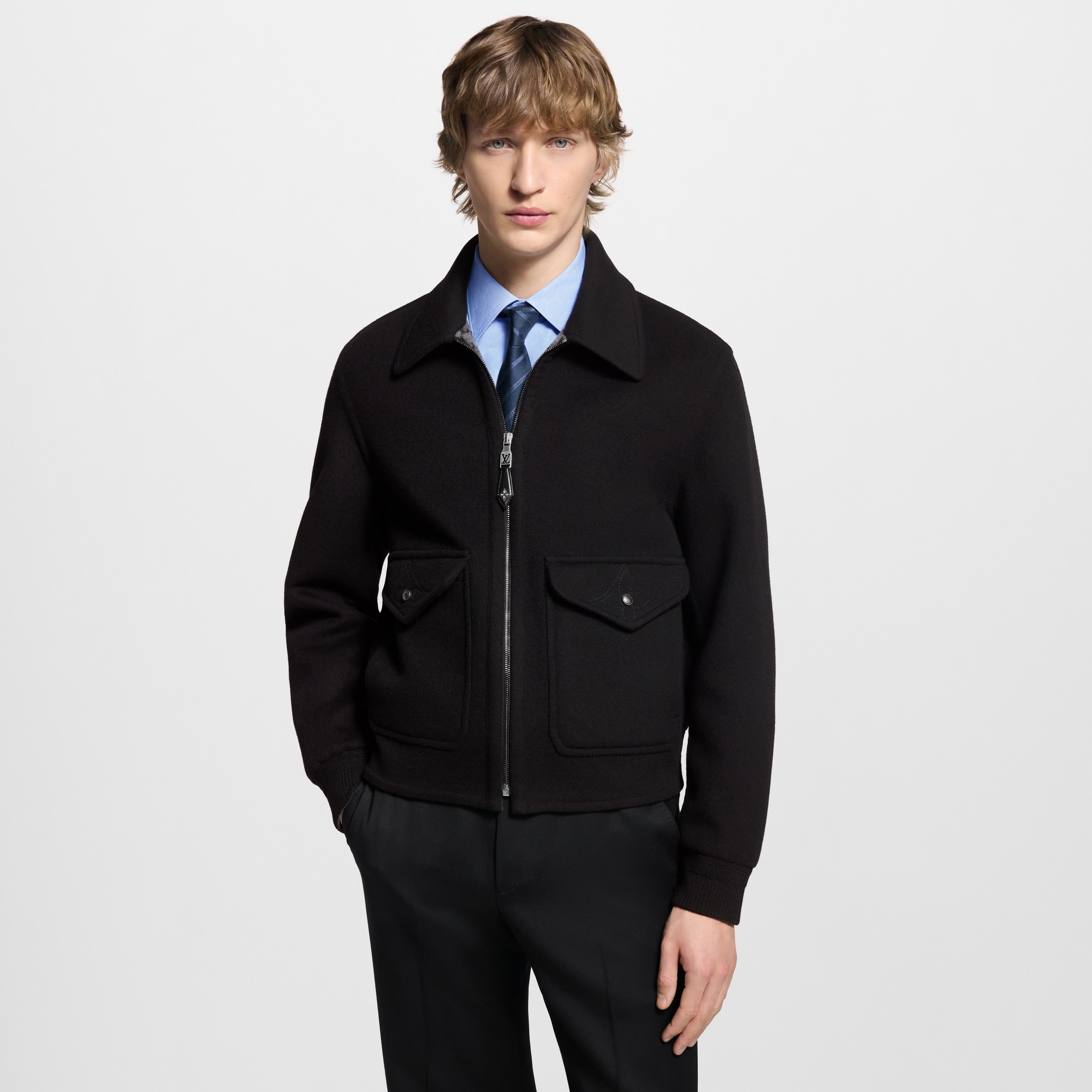 Wool-Silk Double Face Blouson  in Men