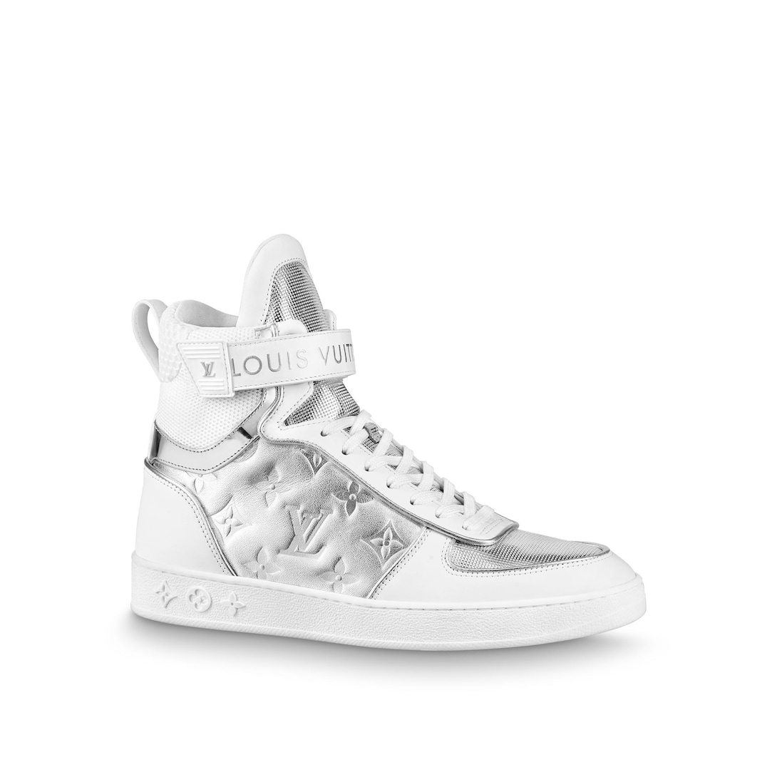 high top silver sneakers