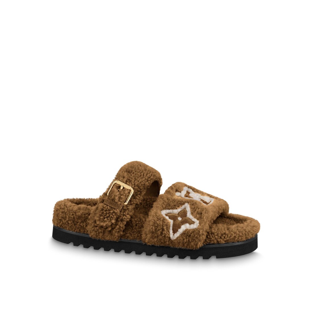 louis vuitton shearling slides