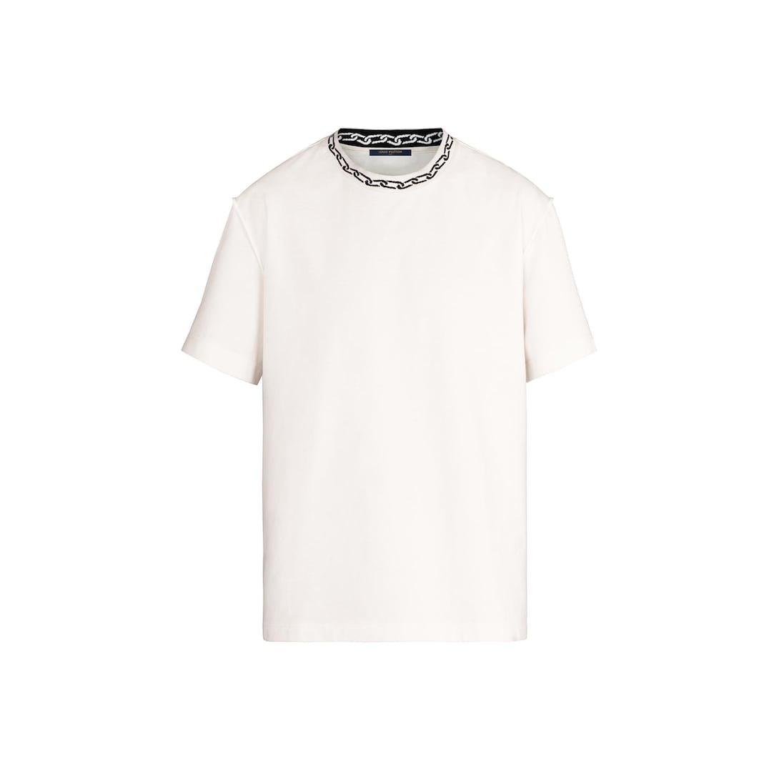 T-Shirt With Chain Jacquard Rib Collar 