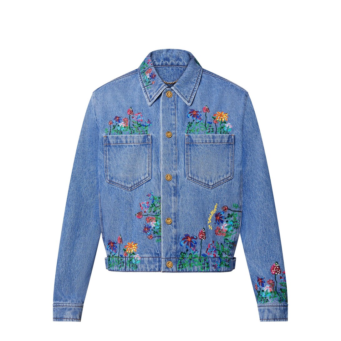 Embroidered Flowers Denim Blouson 