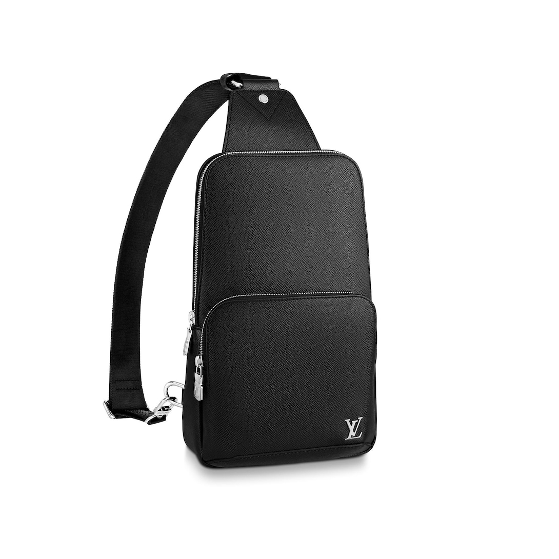 black leather sling backpack